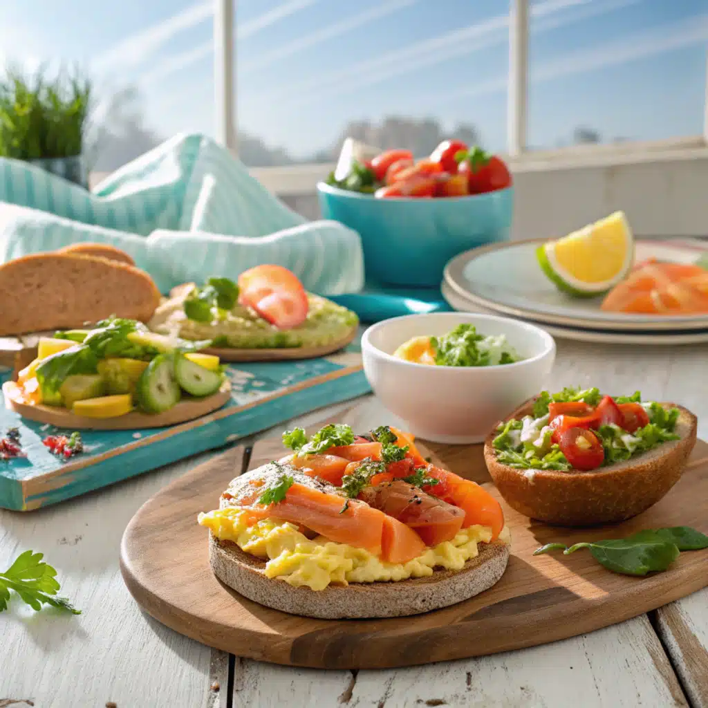 Delicious salmon breakfast recipes on a plate