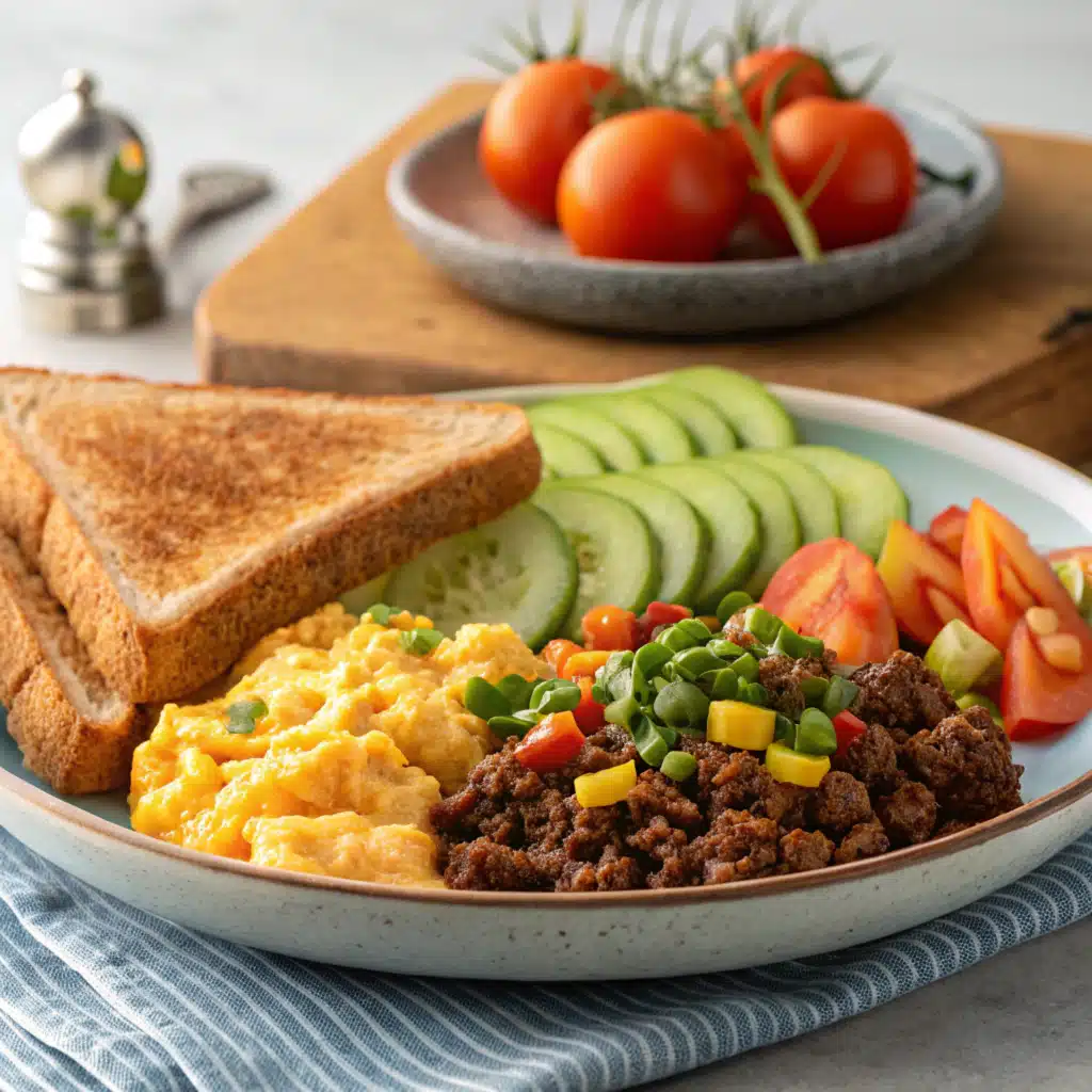 Ground beef breakfast recipes with eggs and vegetables