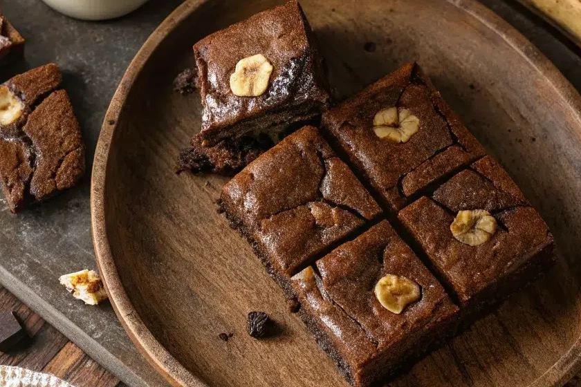 Delicious homemade banana brownies on a plate