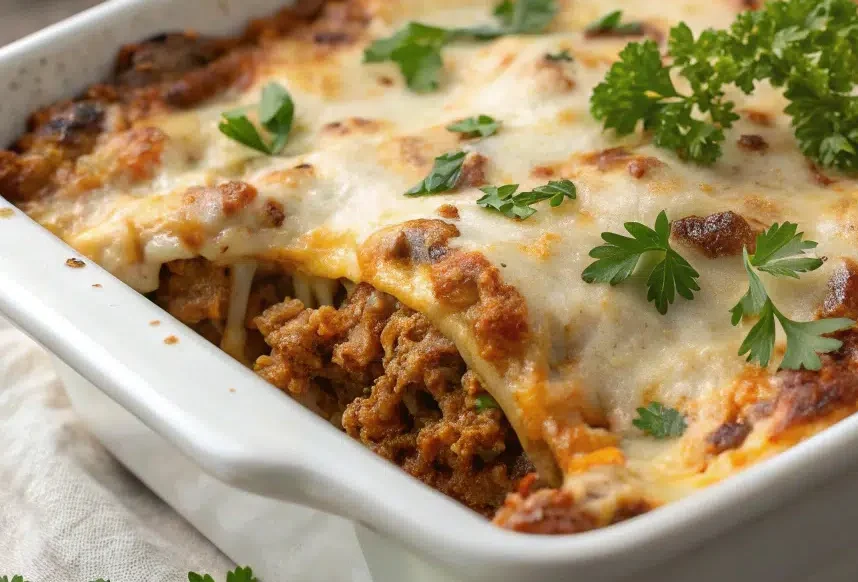 Delicious and warm ground turkey casserole