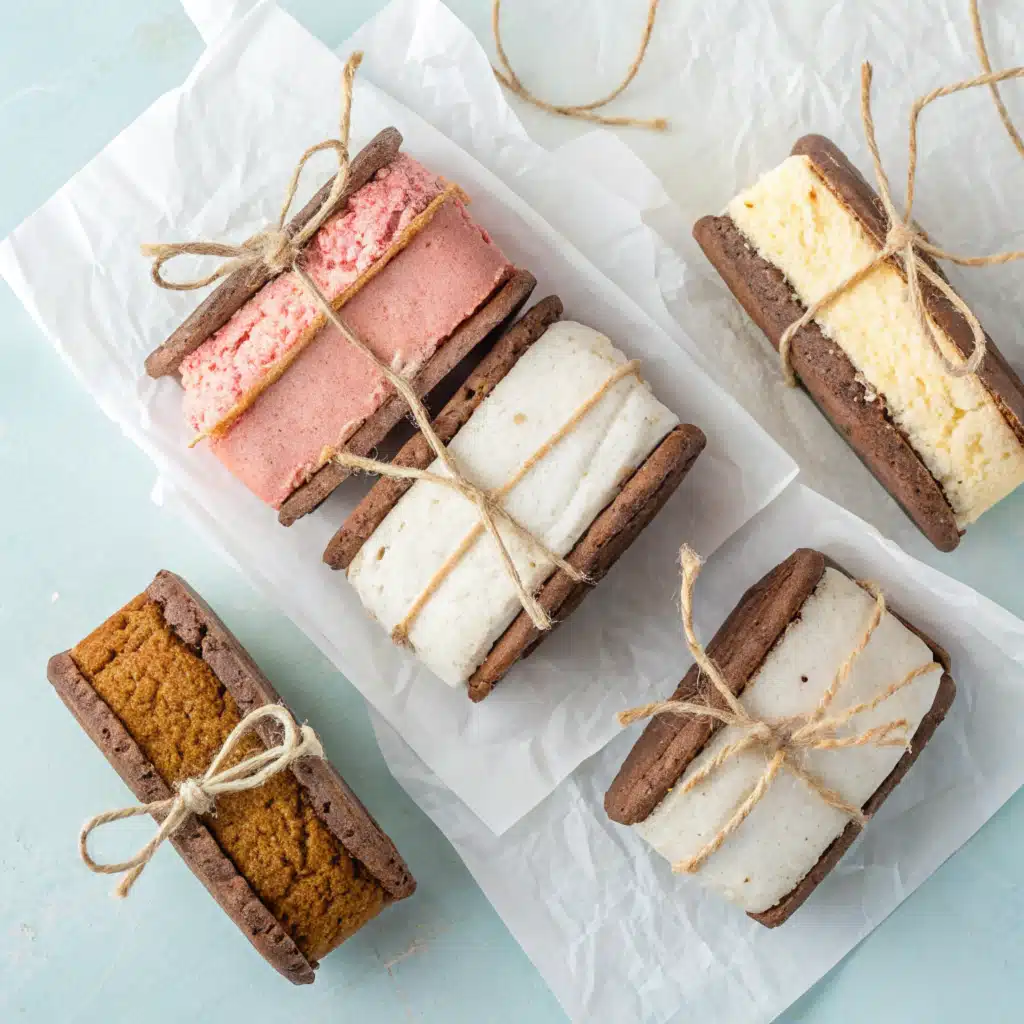 What do you wrap homemade ice cream sandwiches in? wrapped dessert