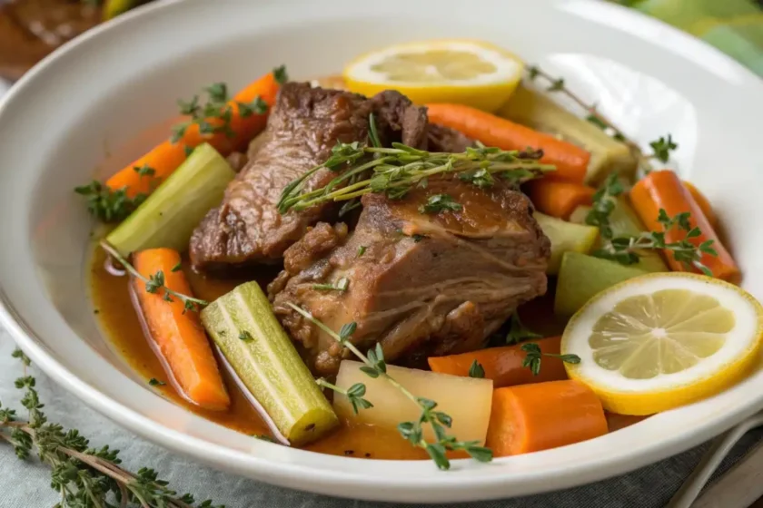 Delicious braised lamb breast plate recipe in a pot