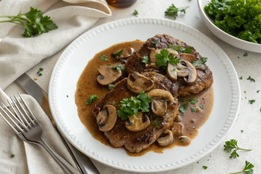 A delicious veal marsala recipe with mushrooms and parsley