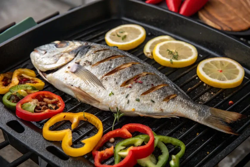 Delicious grilled sea bream with lemon and herbs