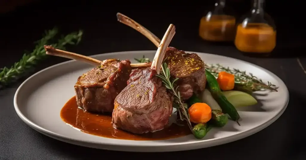 Perfectly seared lamb lollipops served with a herb sauce and fresh salad